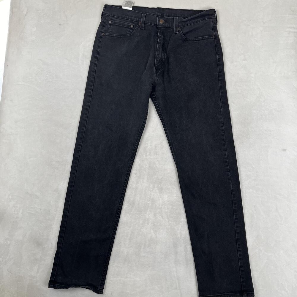 Levi's 505 Jeans Mens 36x34 Black Regular Straight Stretch Denim Charcoal Wash